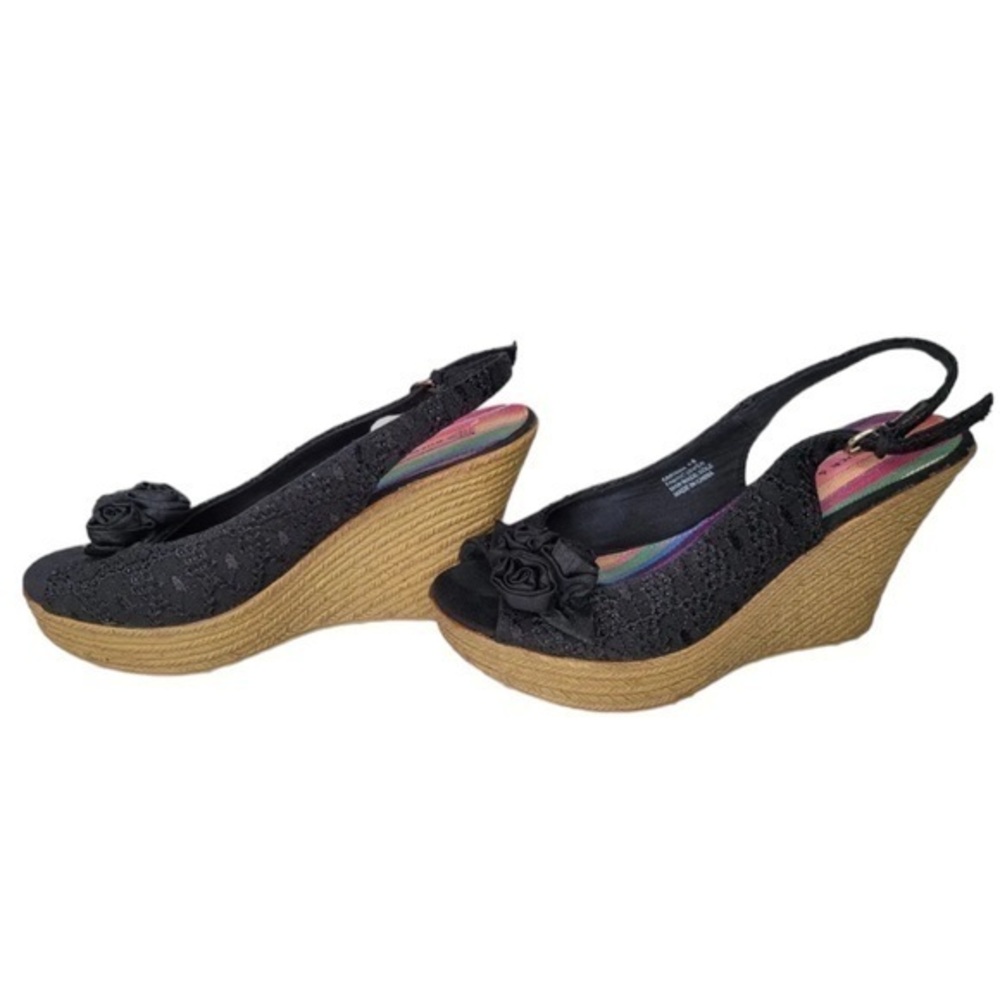 Satin like wedge sandals..previously used condition